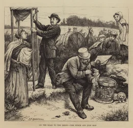 On the Road to the Derby, the Punch and Judy Man